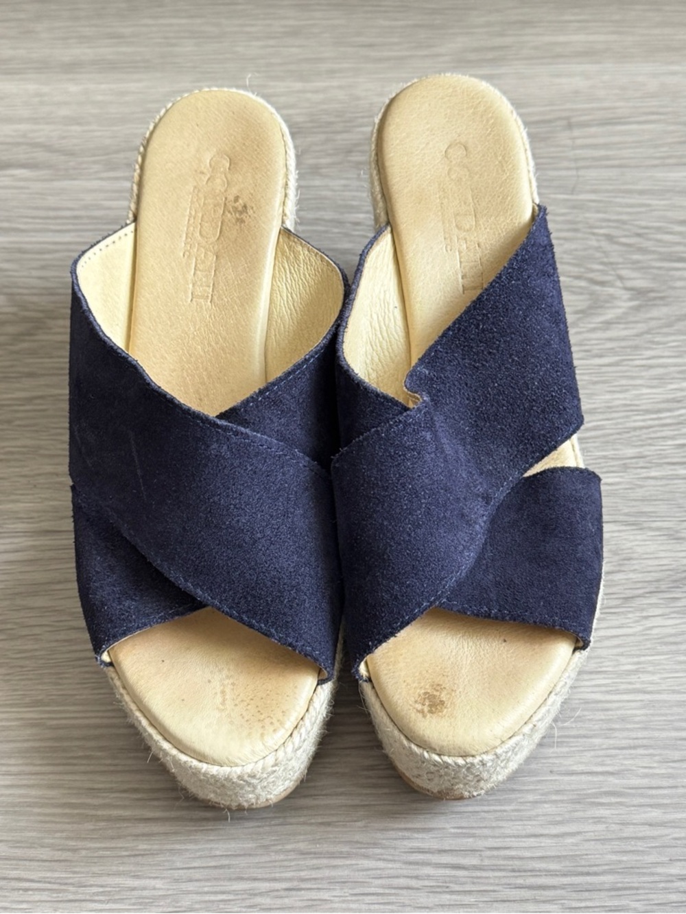 Cordani Bella Espadrille Platform Mule | Navy Suede | Size 38 / 7.5